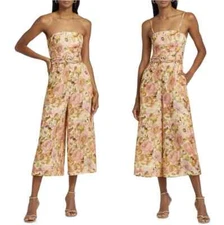 NWT  Zimmermann Golden Belted Strapless Linen Jumpsuit Size 3 AU/10 US
