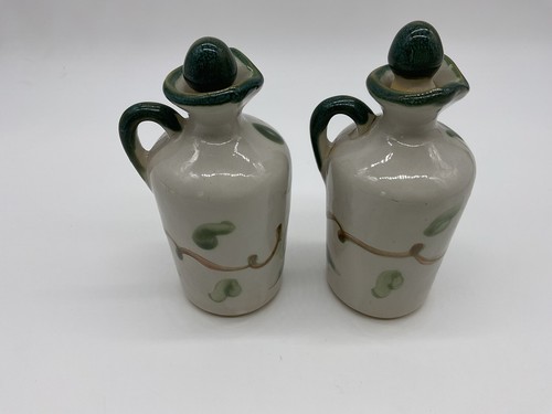 Louisville Stoneware Harvest Oil and Vinegar Cruets with stoppers Repaired - Picture 3 of 13