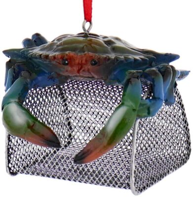 Kurt Adler Blue Crab with Wire Cage Ornament