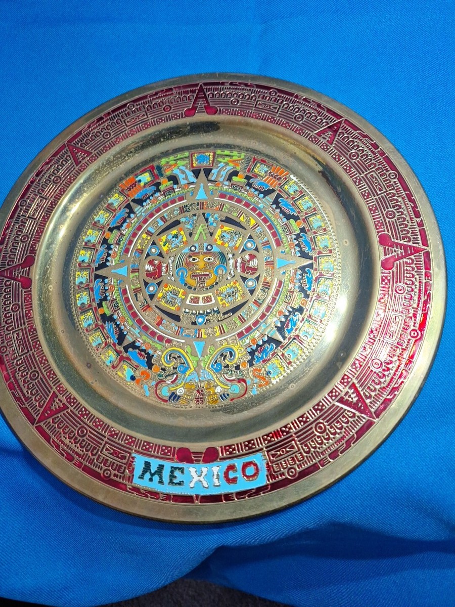 Genuine+Vintage [AZTEC] Mexico Brass With Enamel Wall Hanging 11