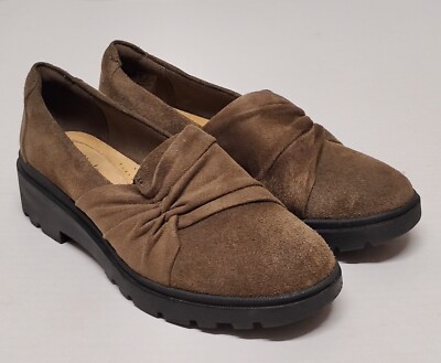 Clarks Collection Calla Style US Sz M Suede Dark Olive 796253