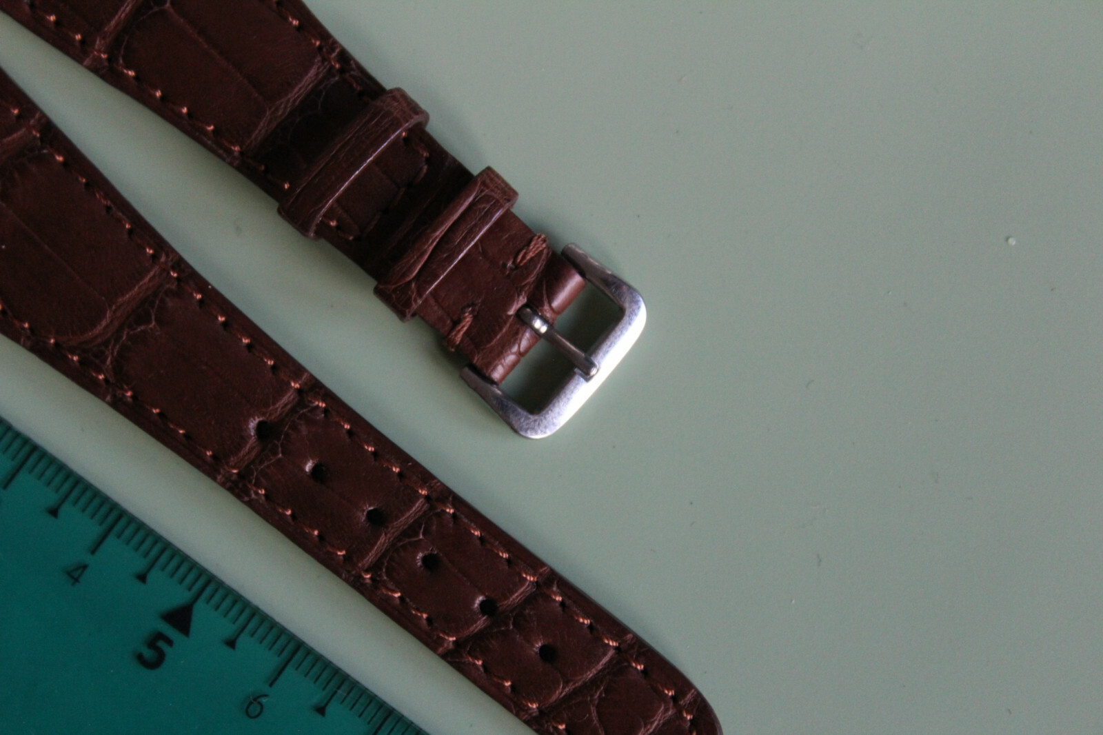 GB PARIS SHORT 21MM Crocodile BROWN Leather Strap DRESS CHRONOGRAPH