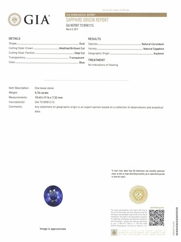 GIA Certified KASHMIR Blue Sapphire 5.76 Cts Natural Untreated Oval - Picture 2 of 11