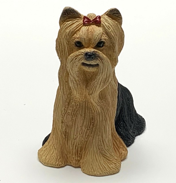 YORKIE YORKSHIRE TERRIER DOG Figurine Statue Hand Painted Resin Living