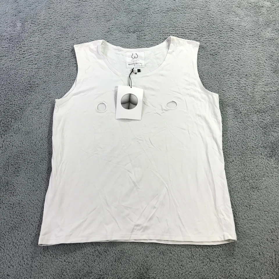 Camisa Yoko Ono Para Hombres Grande L Eyelit Tank Blanca Top LBGTQ John Lennon Rara a3 Foto 2 de 4