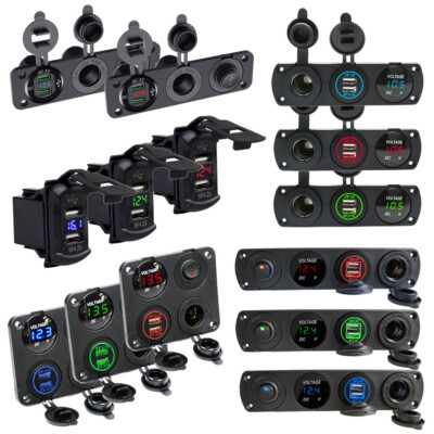 Zigarettenanzünder Auto Boot KFZ Einbau Steckdose USB Ladegerät LED Voltmeter*1