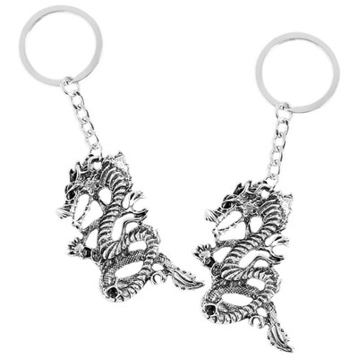  2 Pcs Drache Schlüsselanhänger Bequemer Schlüsselbund Drachen-Anhänger