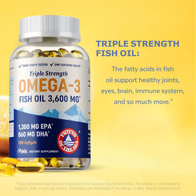 Triple Strength Omega 3 Fish Oil - Brain,Heart and Immune Health, with EPA & DHA