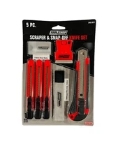 Tool Shop 5 PC. Utility Scraper & Snap-Off Knife Assorted Set w/ 3 Bonus Blades