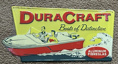 #ad Duracraft Boats of Distinction Embossed Metal Sign Large 11quot; x 22.5quot; Made in USA $69.00