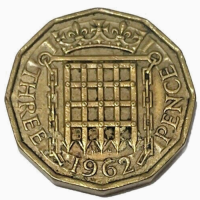 エリザベス女王3ペンス 1962 Great Britain 3 Pence World Coin Queen Elizabeth KM# 900 Lot