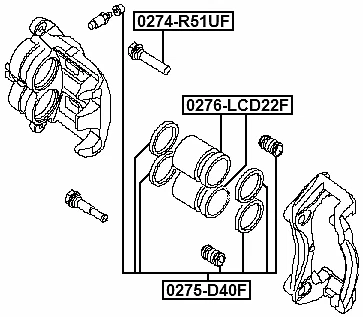适用于日产制动缸卡钳维修套件 Febest 0275-D40F 原始设备制造商 41120-7Z025 — 第 2/3 张图片