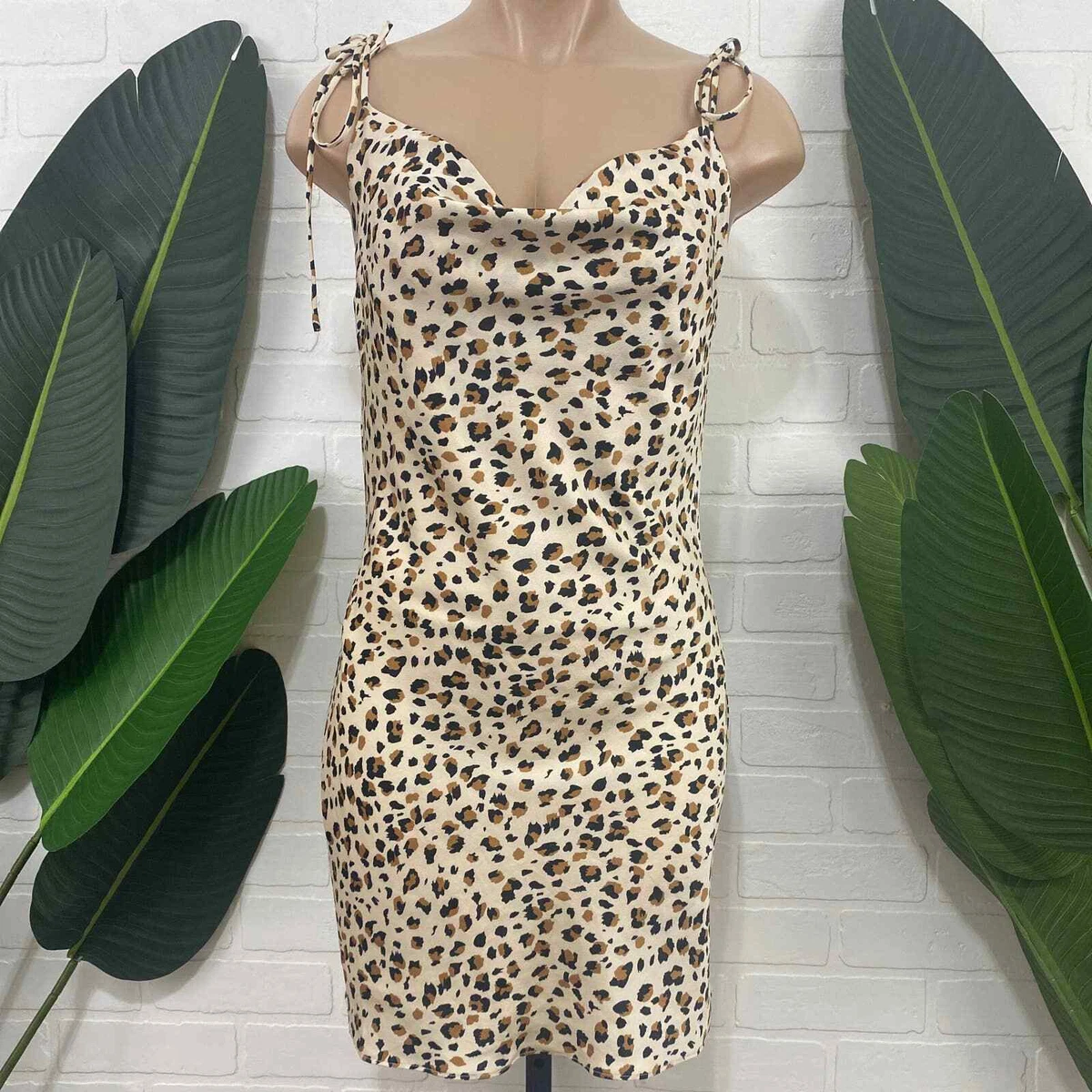 Cheetah cowl top neck dress