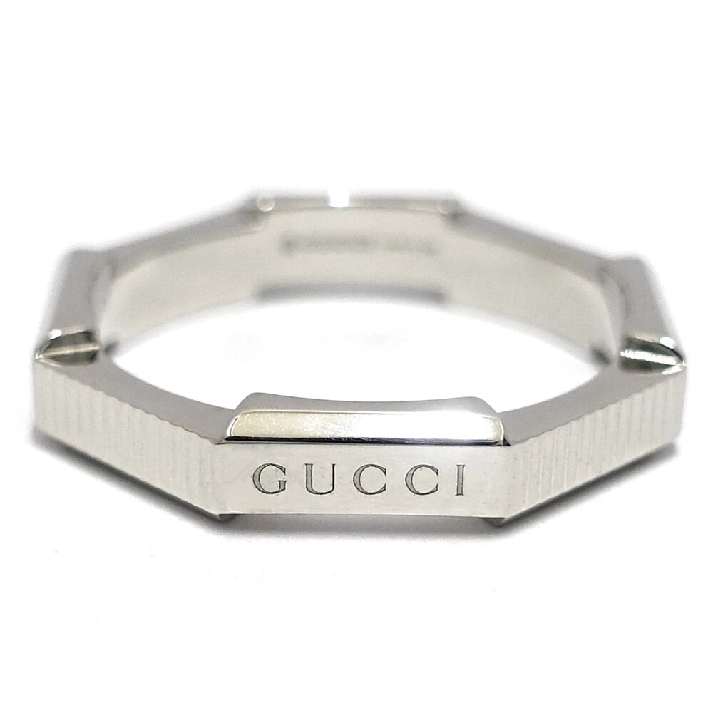 Bague à rayures Gucci K18WG Link to Love 750 pièces bijoux P0013493