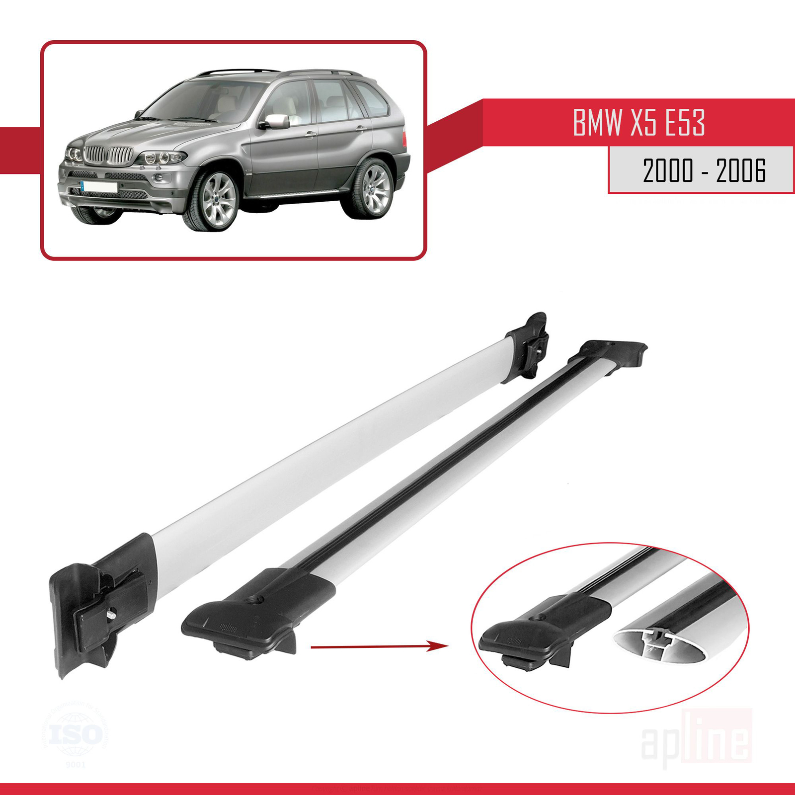 Barres de toit railing auto BMW X5 E53 2000 2001 2002 2003 à 2006