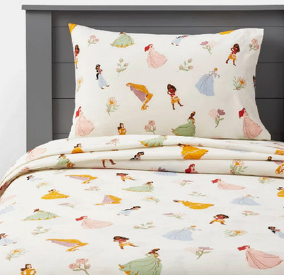Disney Princesses Full Sheet Set NWT Moana Ariel Cinderella Belle Tiana Jasmine