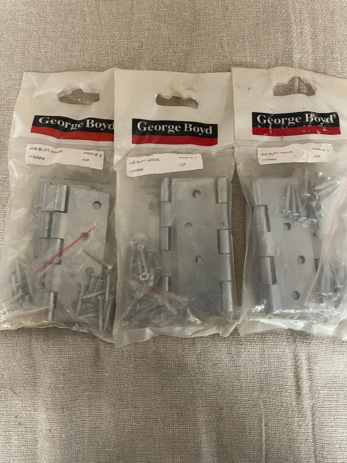 George Boyd Butt Hinge Pack of 3, 100mm -  CP- x  3 Packs Job Lot