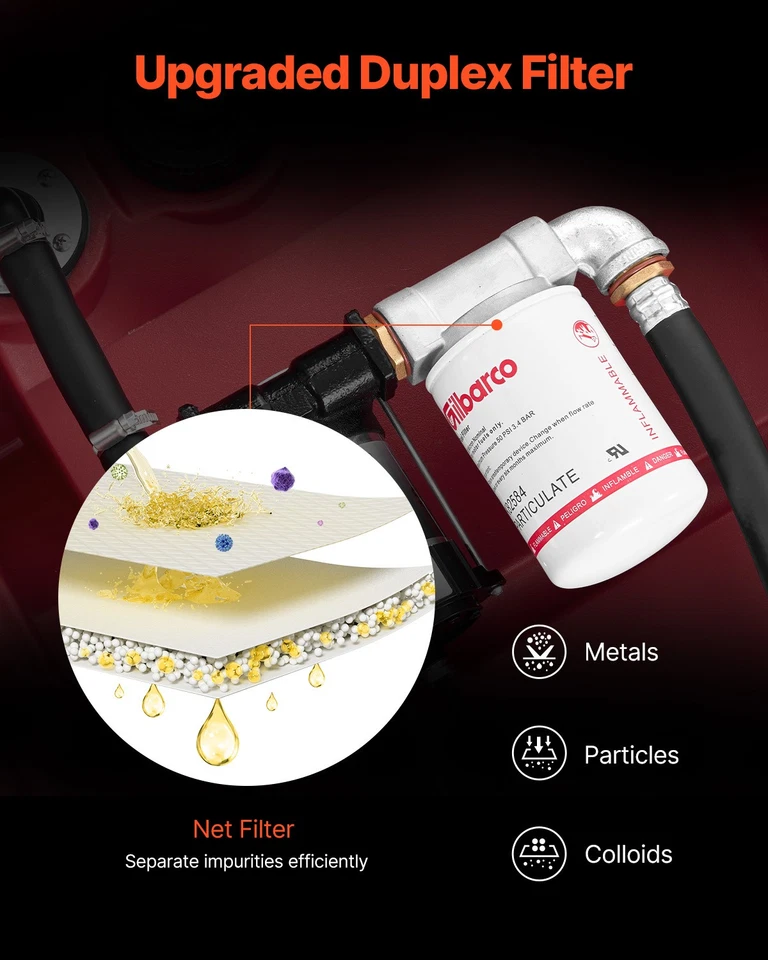 VEVOR Diesel Transfer Tank 58 Gal Gasoline Tank 12V Transfer Pump 10GPM Foto 4 de 4