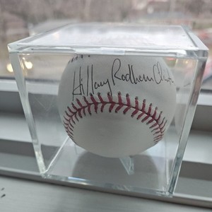Hillary Clinton Autographed Official  Major League Baseball  JSA Sticker