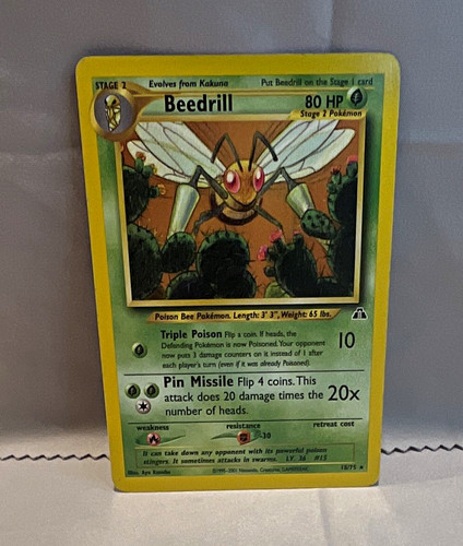 Beedrill Pokemon Card 18/75 Neo Discovery Unlimited Rare English 80HP