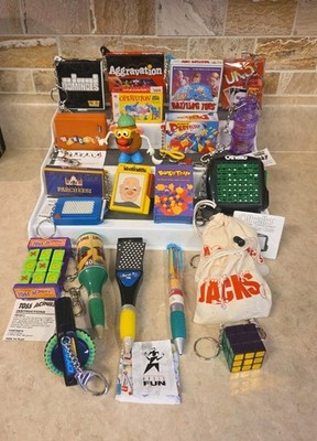 Lot of 19 Basic Fun Miniature Game Toy Keychains Hasbro Mattel Board Games +3