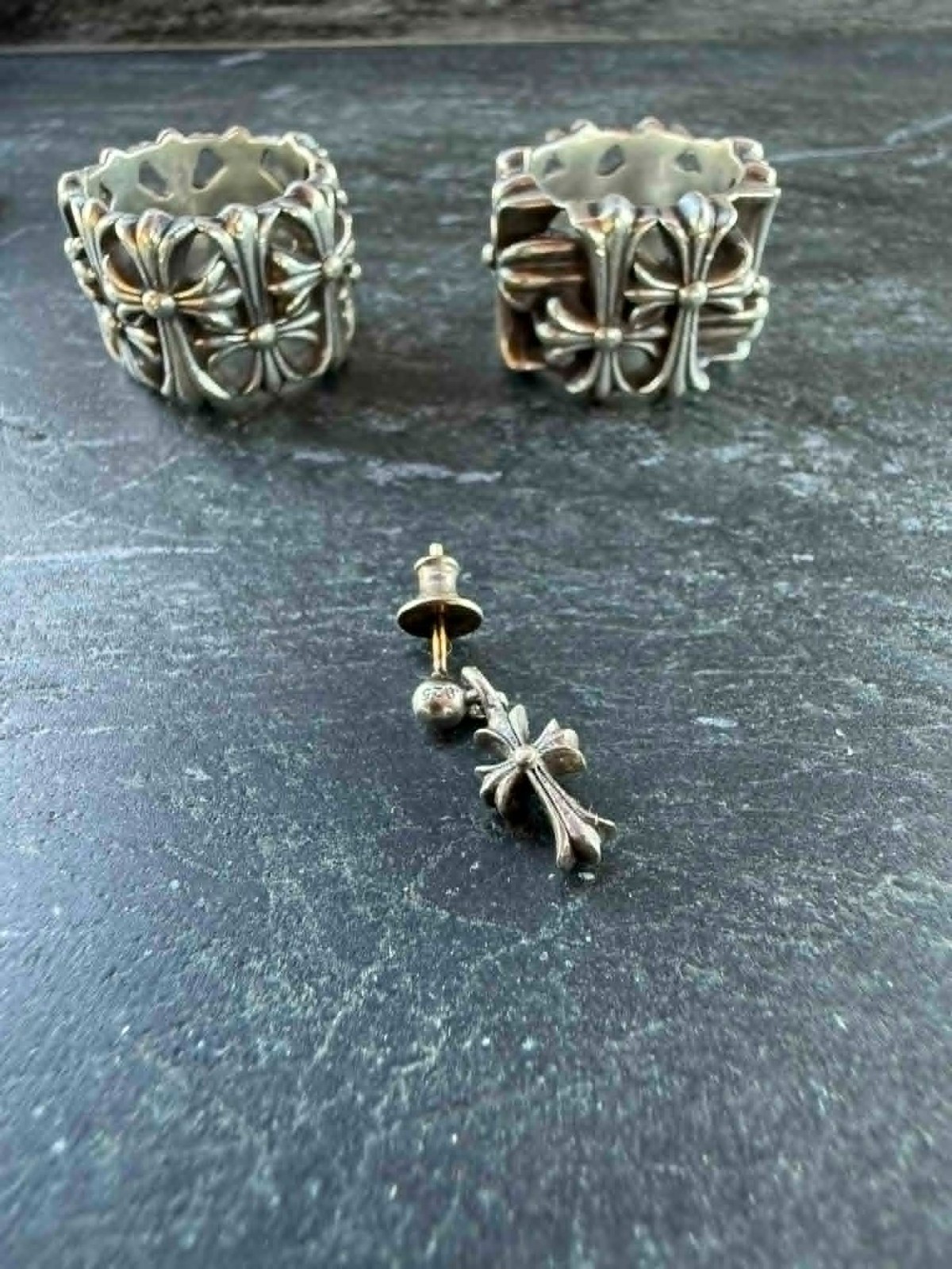 Chrome Hearts Cross Stack Charm Drop Earring - 1.… - image 1