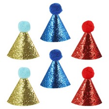 6pcs Dog Hat For Birthday Party - Cute Cat Party Hat With Pompom- Birthday