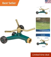 Rotating Metal Sprinkler with Adjustable Nozzles & 50 ft. Coverage - Green