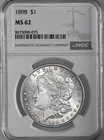 1898-P  $1  MORGAN SILVER DOLLAR  "PHILADELPHIA MINT"  NGC MS62 #8675096-075