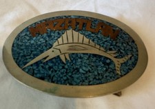 Mazatlan Oval Belt Buckle with Inlay Design