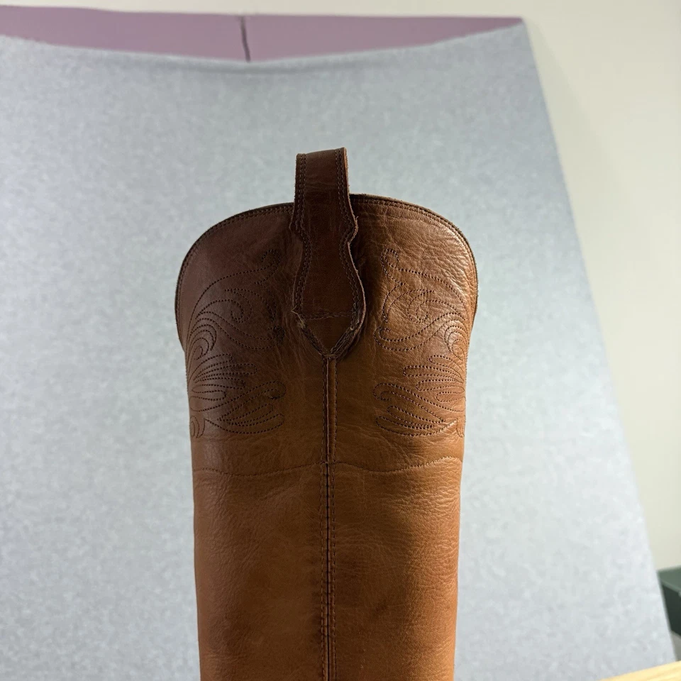 Tony Lama Botas Mujer 9 Marrón Cuero Suave Slouch Alto Bordado Western Foto 4 de 4