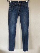 7 For All Mankind The Skinny Slim Leg Denim Jeans Dark Wash Stretch Woman  s 27
