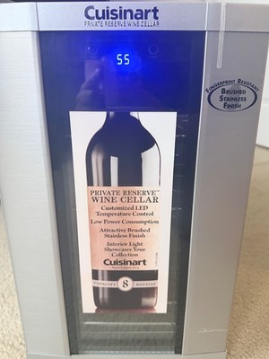 Cuisinart Wine Fridge 8-Bottle Private Reserve Wine Cellar, Silver - CWC-800