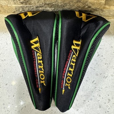 2 Warrior Custom Golf Club Head Covers Black, Yellow, Green Zipper Covers