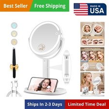 Makeup Mirror with Lights, Double Sided 1X/20X Magnifying Mirror with Light, Rec