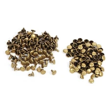 100 Sets 8x8mm Double Cap Rivets Antique Brass Flat Head for DIY Leather