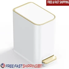 Compact Step-on Trash Can Slim Design Soft Close Lid Odor Control Pedal Bin New