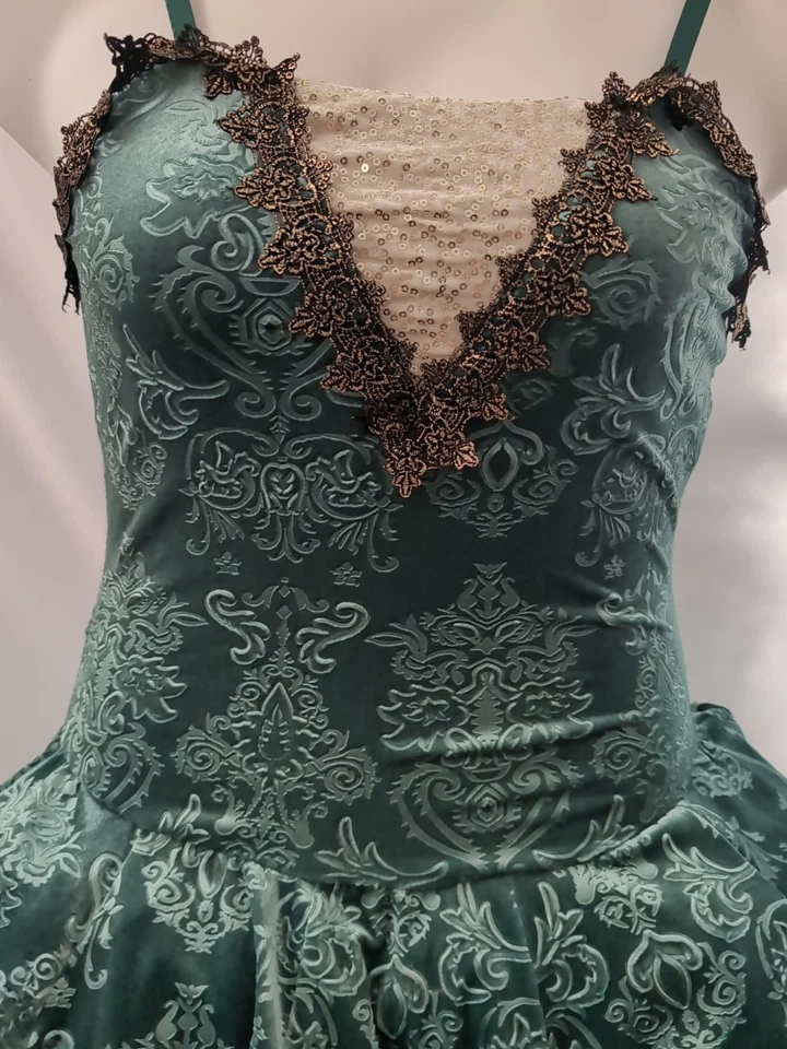 Dark Forest Green Velvet Ballet Dance Costume Short Tutu Medium Adult MA - Image 2 of 4