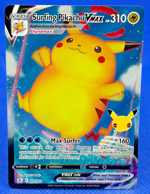 POKÉMON TCG SURFING PIKACHU VMAX FULL ART 009/025 CELEBRATIONS 25TH