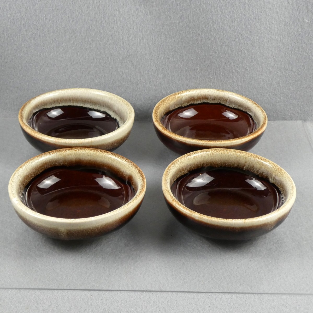Pottery Brown Drip Glaze Fruit Bowls Sauce USA Rustic Farmhouse Style 4 5/8" dia