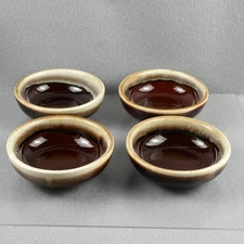 Pottery Brown Drip Glaze Fruit Bowls Sauce USA Rustic Farmhouse Style 4 5/8" dia