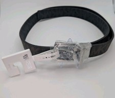 MICHAEL KORS Twist Reversible MK LOGO Brown/Black Belt Sz LG Silver Buckle
