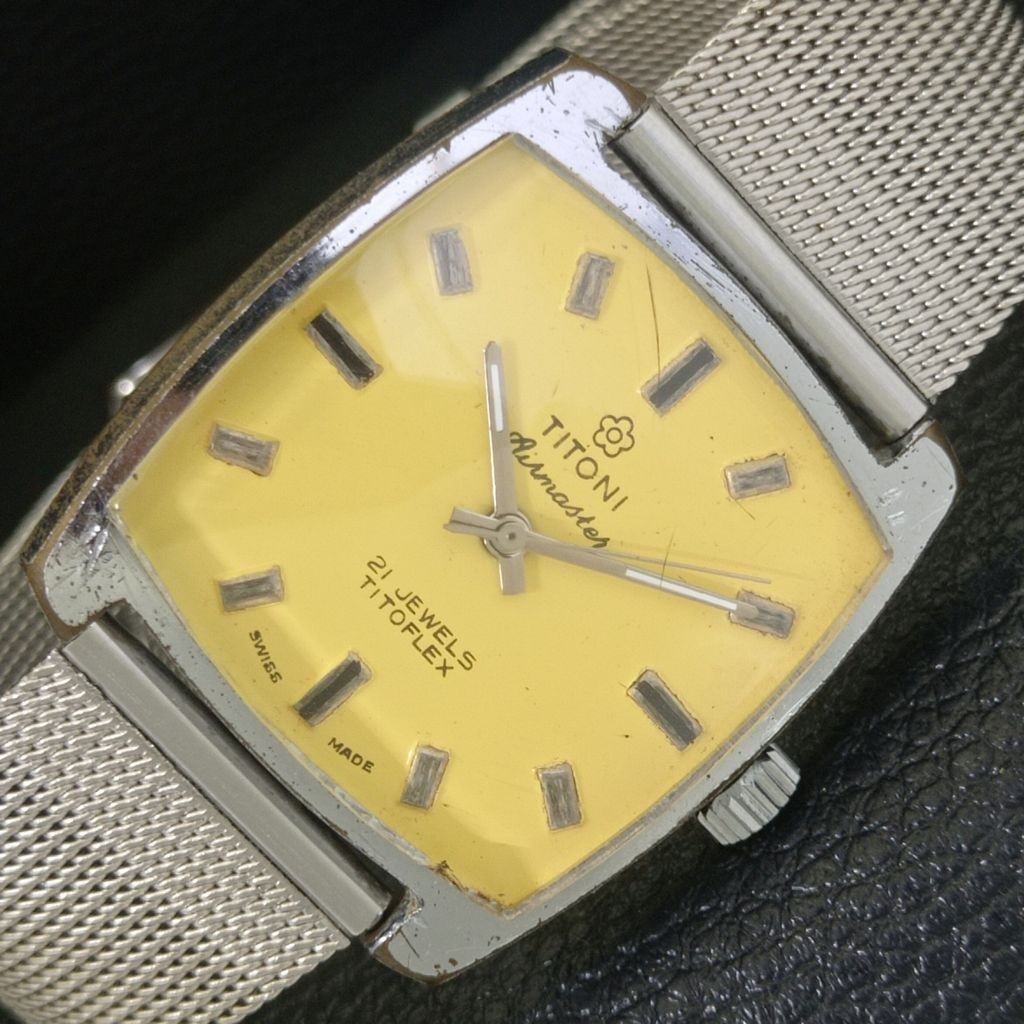 SWISS AIRMASTER DECO WATCH MENS TITONI TITOFLEX VINTAGE a703231-1 ART WINDING - vintagewatches.pk