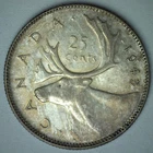 1943 Canada Silver 25 Cents AU 25c Canadian Quarter Almost Uncirculated Coin
