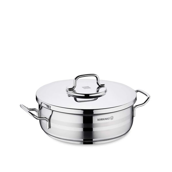 Korkmaz Astra2 Low Casserole 26 X 8,5 Cm - 4,5 L, Edelstahl-Kochtopf Mit Deckel-image