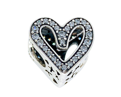 New 100% Authentic PANDORA 925 Pave Sparkling Freehand Heart Charm