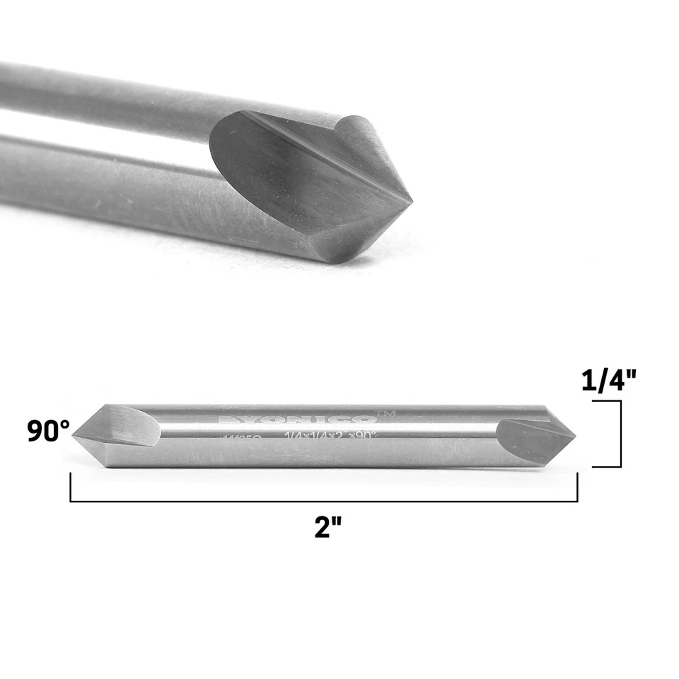 90 Degree Double End V Groove Solid Carbide Router Bit 1/4" Shank Yonico 14108q