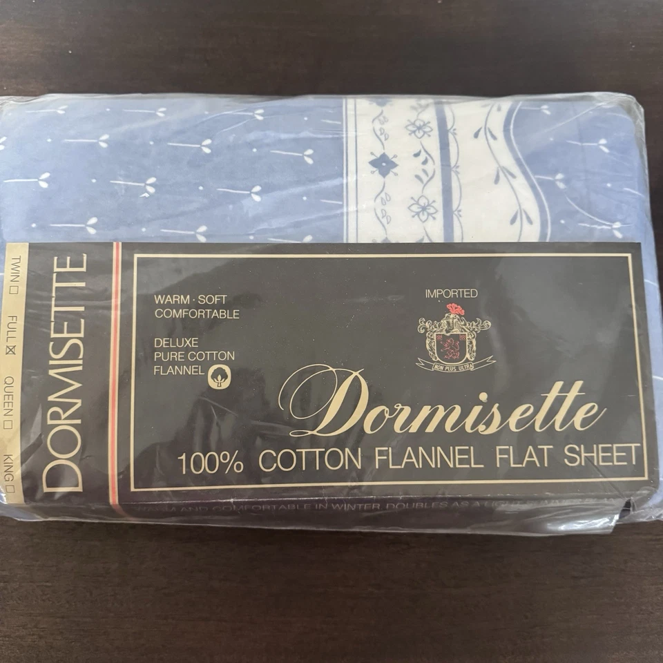 De Colección Nuevo Dormisette Franela Completa Doble Sábana Plana 2 Fundas de Almohada 100% Algodón Azul Foto 3 de 4