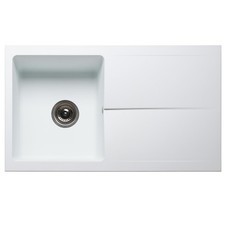 Liquida TEC860WH 1.0 Bowl Composite Reversible White Kitchen Sink 860x500mm