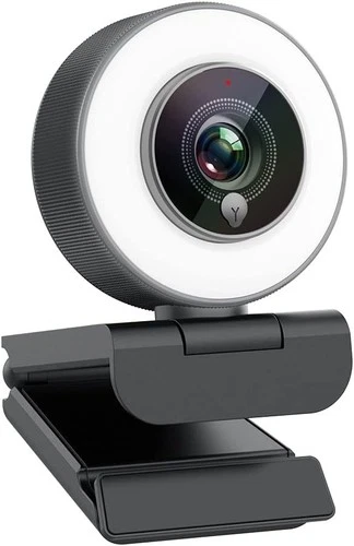 Angetube Streaming 1080P HD Webcam Built in Adjustable Ring Light and Mic